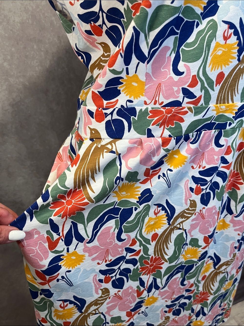 Boden Multicolor Floral Midi Dress - Pink, Blue & Yellow - Picture 3 of 9